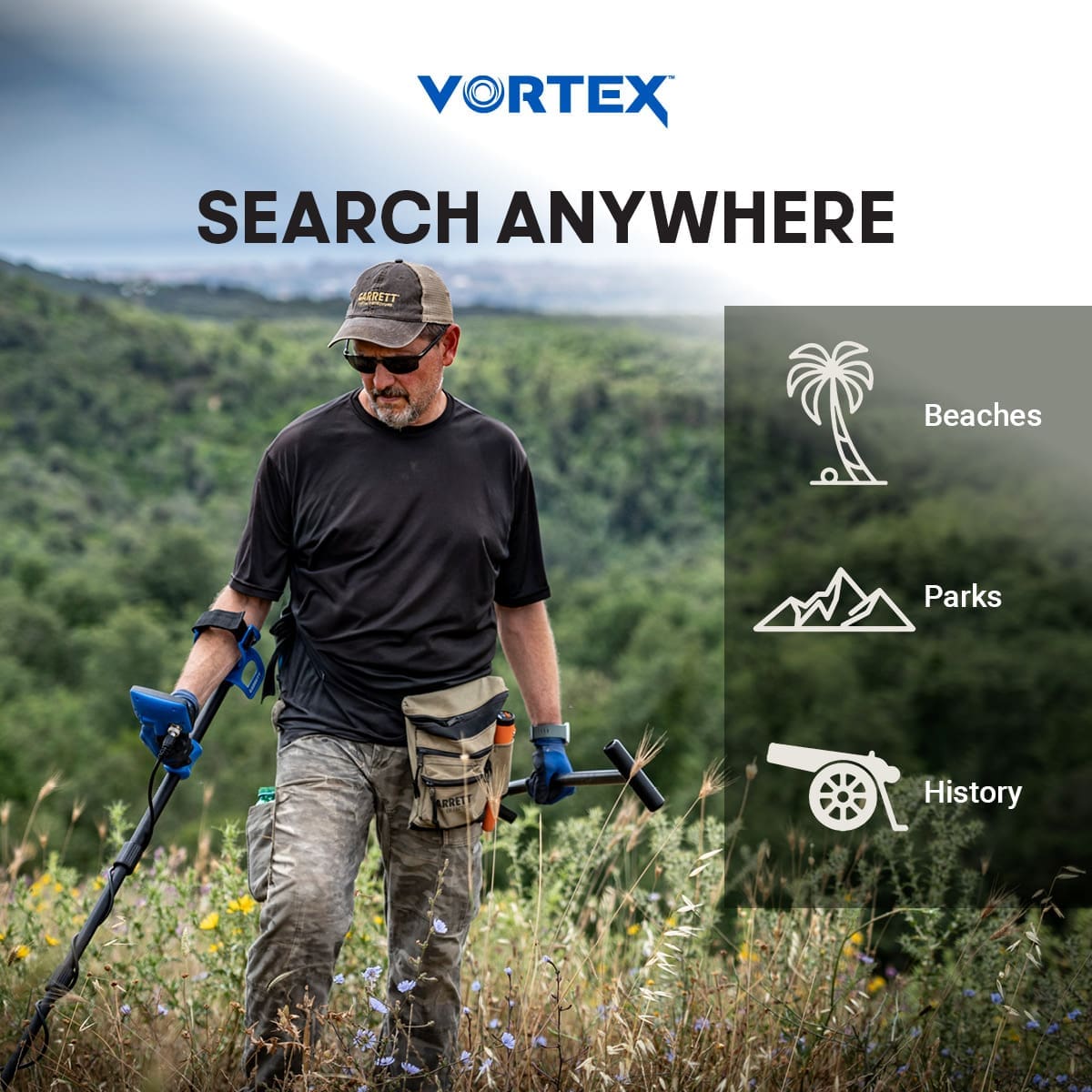 İzmir Garrett Vortex VX5 Dedektör - Vortex ekran düzeni, hedef ID okumayı sade tutarak yeni kullanıcıyı hızlandırır.